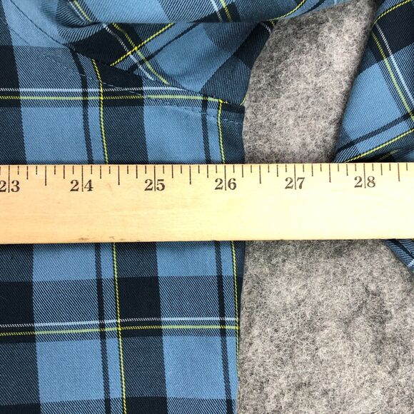 Oakley Button Up Shirt Mens XXL Blue Plaid Long Sleeve Pocket Logo Cotton Blend - Picture 8 of 10